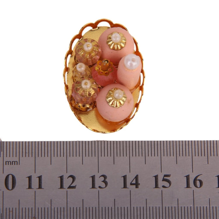 Mini doll house oval tray cosmetic set with pink bottles and gold embellishments