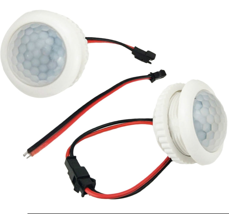Ceiling sensor module: round white PIR lens with red/black wire leads and plugs