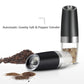 Black automatic gravity salt and pepper grinder with clear spice container