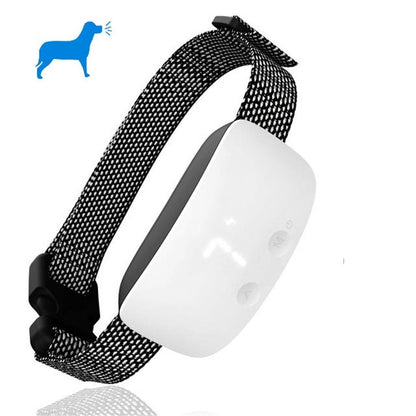 Dog bark control training collar device with touch-activated white unit and black strap