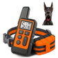 Orange waterproof dog training remote receiver with LCD screen and buttons on orange collar