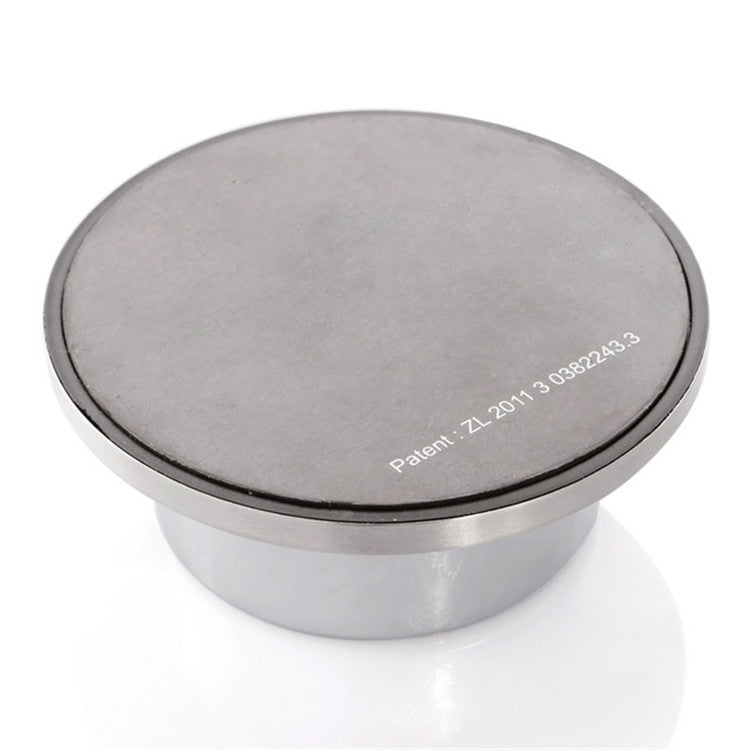 Stainless steel magnetic timer base with engraved text on flat top