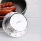 Stainless steel magnetic timer attached to metal surface with numbered dial