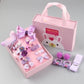 Girls hair accessories set in purple box with bows, pom-pom bands, and hair ties