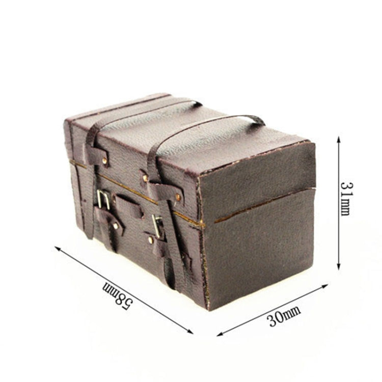 Miniature brown suitcase with front latch and visible size measurements (30mm, 3 in, 5mm)