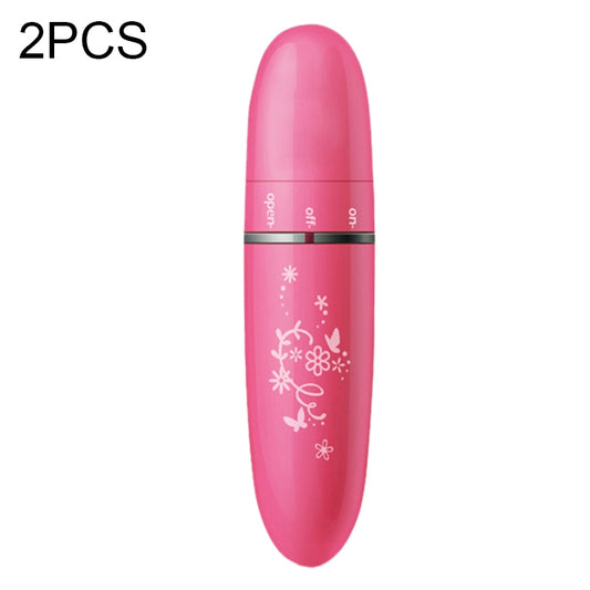 Pink mini electric eye massager, oval handheld with control buttons and floral print