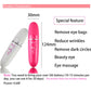 Mini electric eye massagers in pink and white with size and feature layout diagram