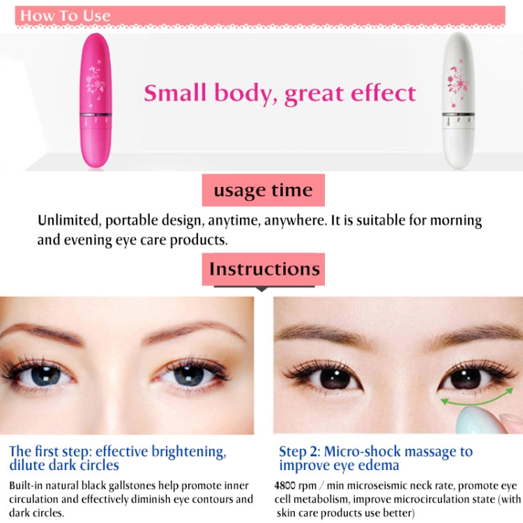 Pink and white mini electric eye massagers shown for eye-area massage use