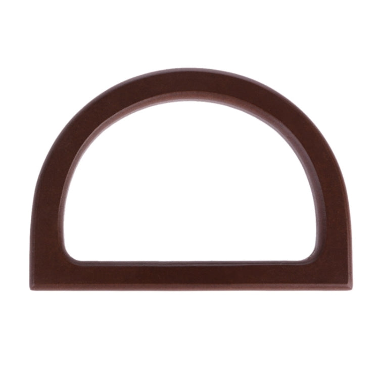 D-shaped dark brown wooden handle for bags, arched top