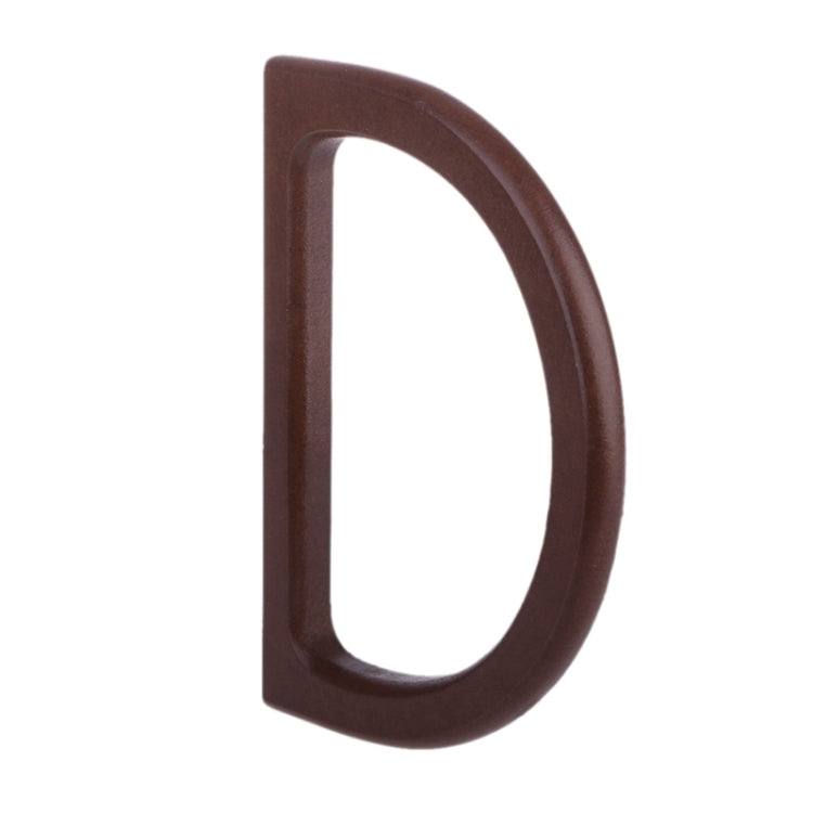 D-shaped dark brown wooden handle accessory, side view