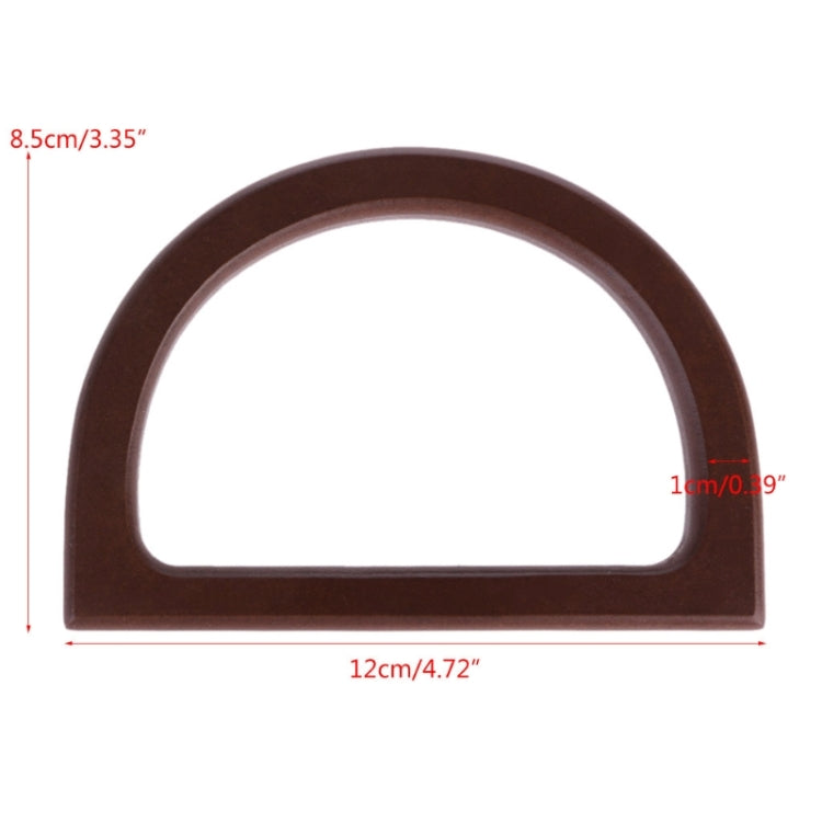 D-shaped dark brown wooden handle accessory with smooth curved sides