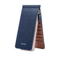 Blue slim multi-card wallet with zipper closure and fold-over card holder.