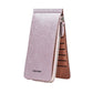Light pink slim multi-card wallet with fold-over cover and zipper closure.