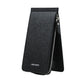 Ultra-thin multi-card wallet in black textured fabric, zip closure, visible card slots