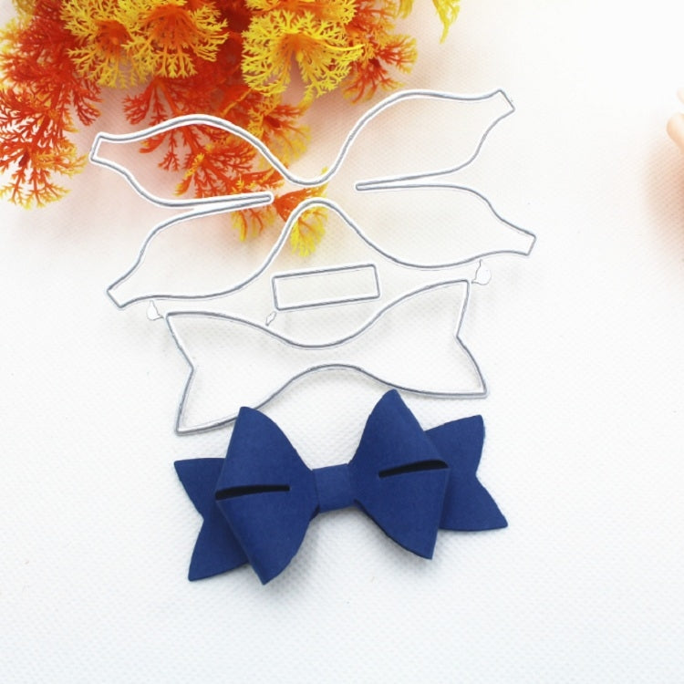 3D bow scrapbook paper mold with metal embossing cutting dies and navy fabric bow