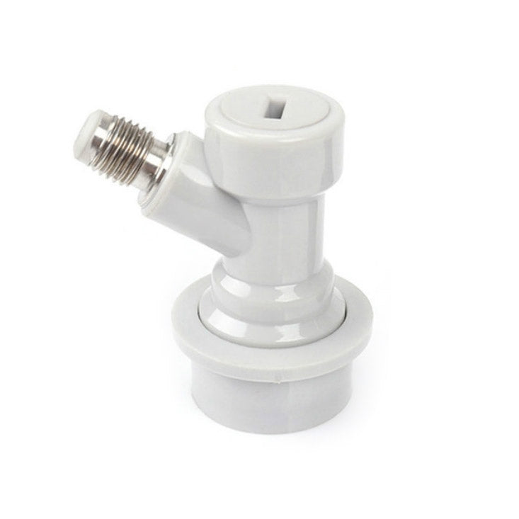 White ball lock keg disconnect connector with threaded fitting