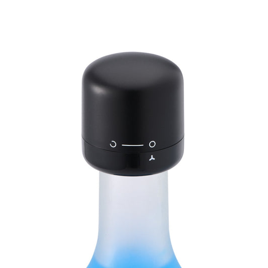 Black vacuum wine bottle stopper cap with indicator and sealing ring, Style A