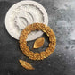 Circular silicone fondant mold with rose garland ring and two leaf impressions