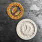 Set of two circular silicone molds: rose garland ring and leaf motifs