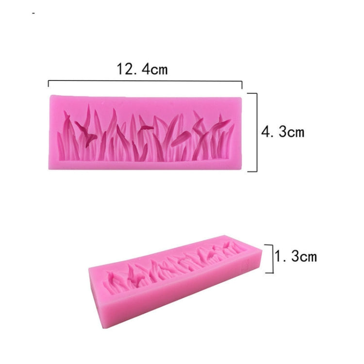 Pink silicone grass-blade mold with deep cavity rows, suitable for fondant and cake