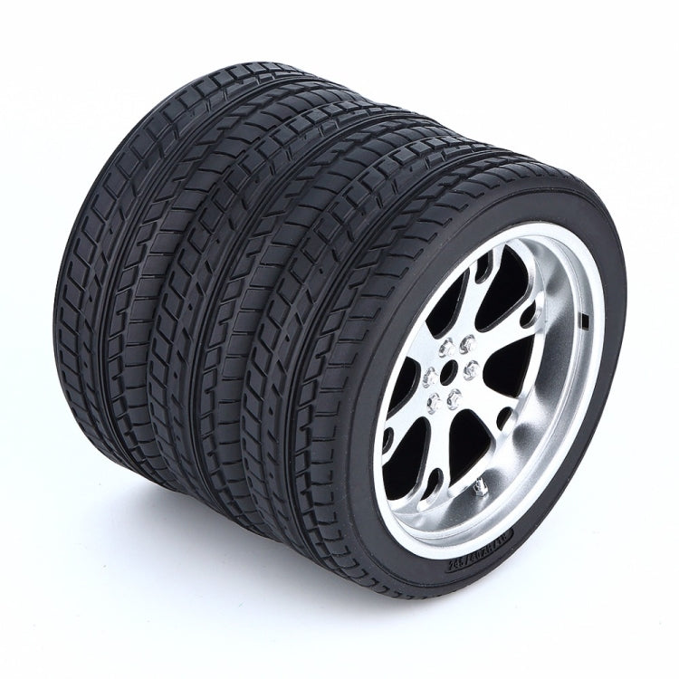 Side view tire wheel desk organizer with silver rim
