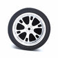 Front view black tire wheel pen holder with silver alloy rim