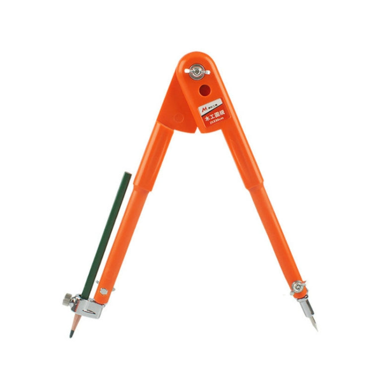 Orange woodworking circle drawing compass with two metal pencil points