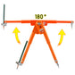 Orange drawing circle compass with fully extended legs for large arcs