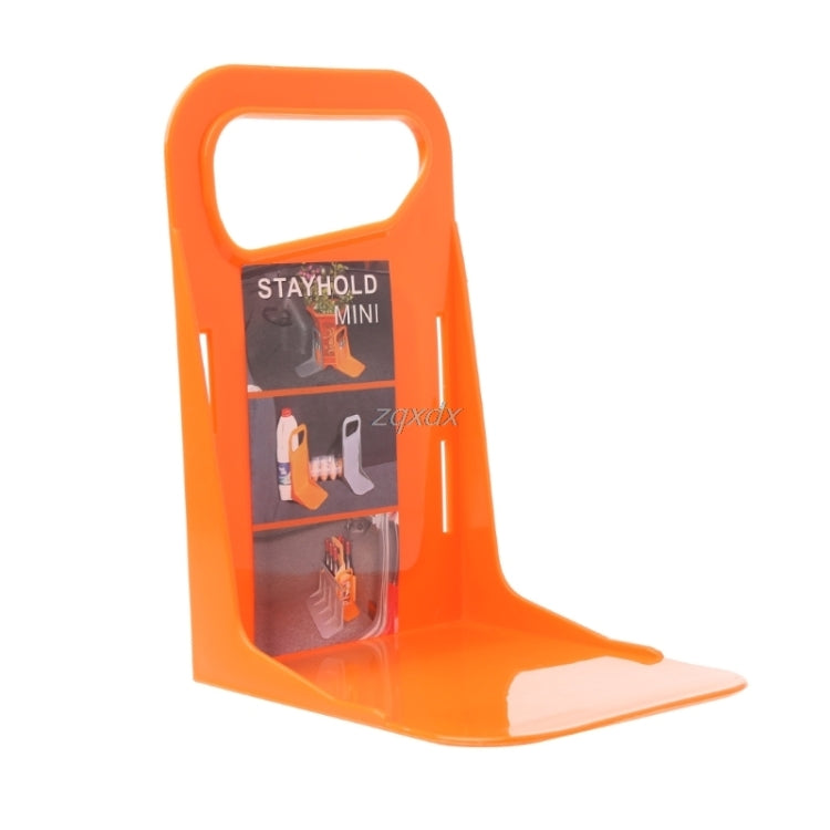 Orange plastic trunk partition anti-dump baffle bracket with cutout handle