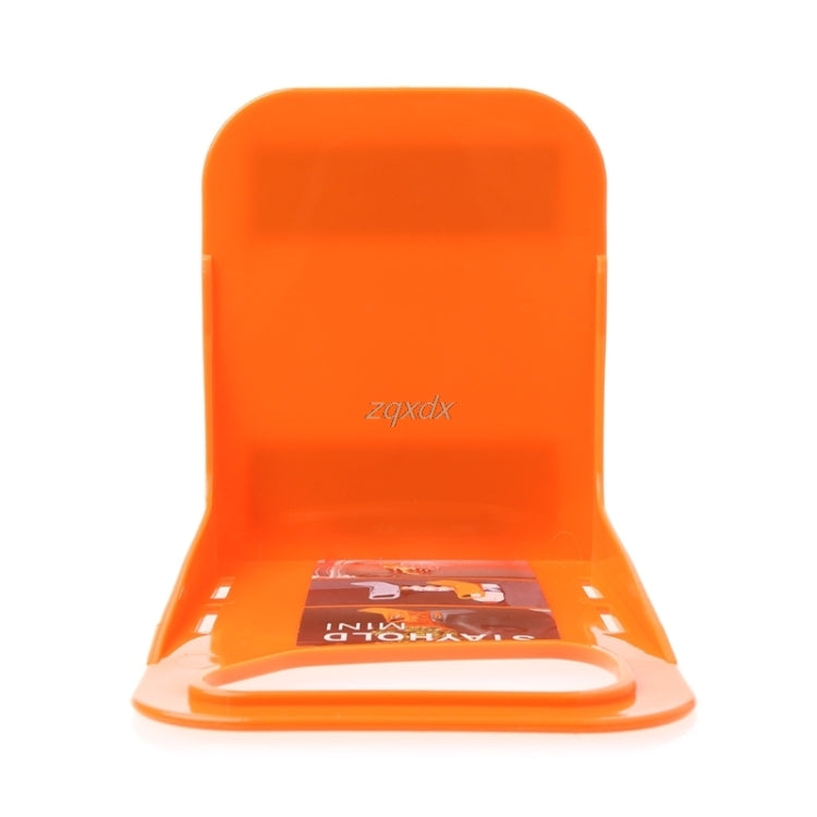 Orange plastic trunk partition baffle bracket, wide base with small stops
