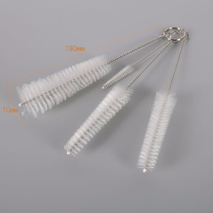 Stainless steel straw cleaning brushes, white bristles on braided metal cords (2 sizes)