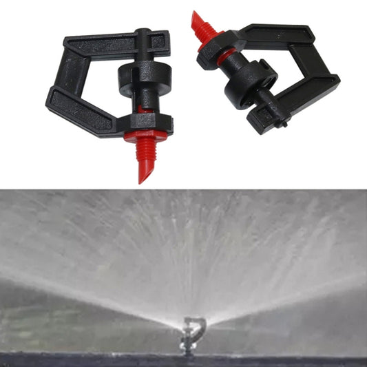 Micro-drip sprinkler threaded interface connector with red tube and black rotating frame