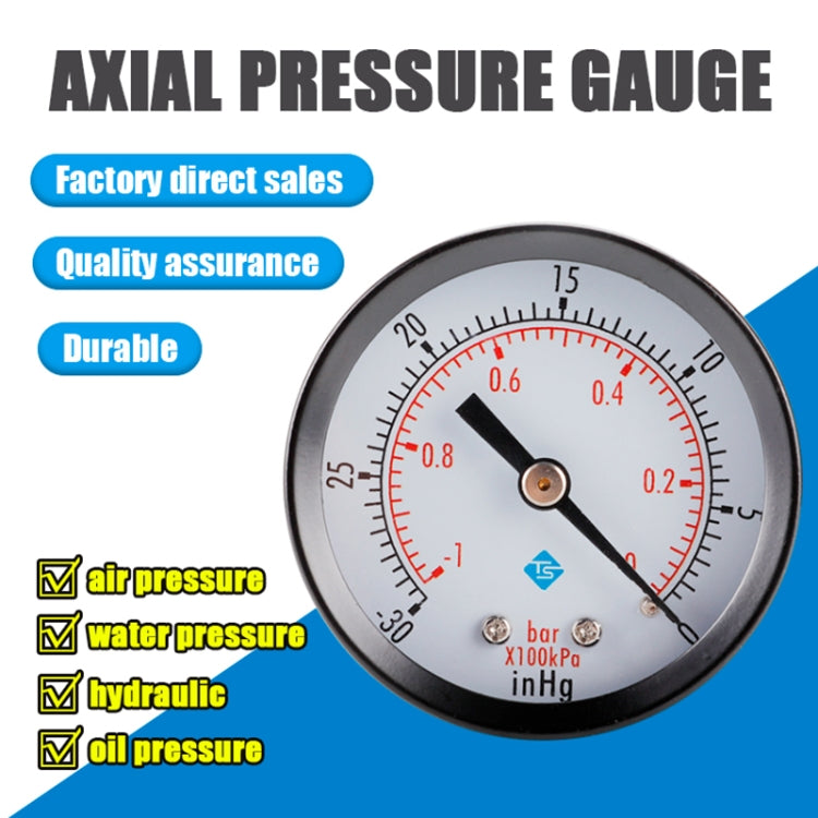 Front pressure gauge dial with red inner ring and red needle, black bezel