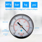 Pressure gauge dial with red needle and MPa/bar scale markings