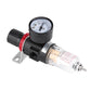 Air compressor moisture separator with round pressure gauge, clear cylinder filter, red ring