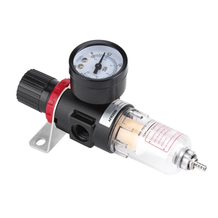 Air compressor moisture separator with round pressure gauge, clear cylinder filter, red ring