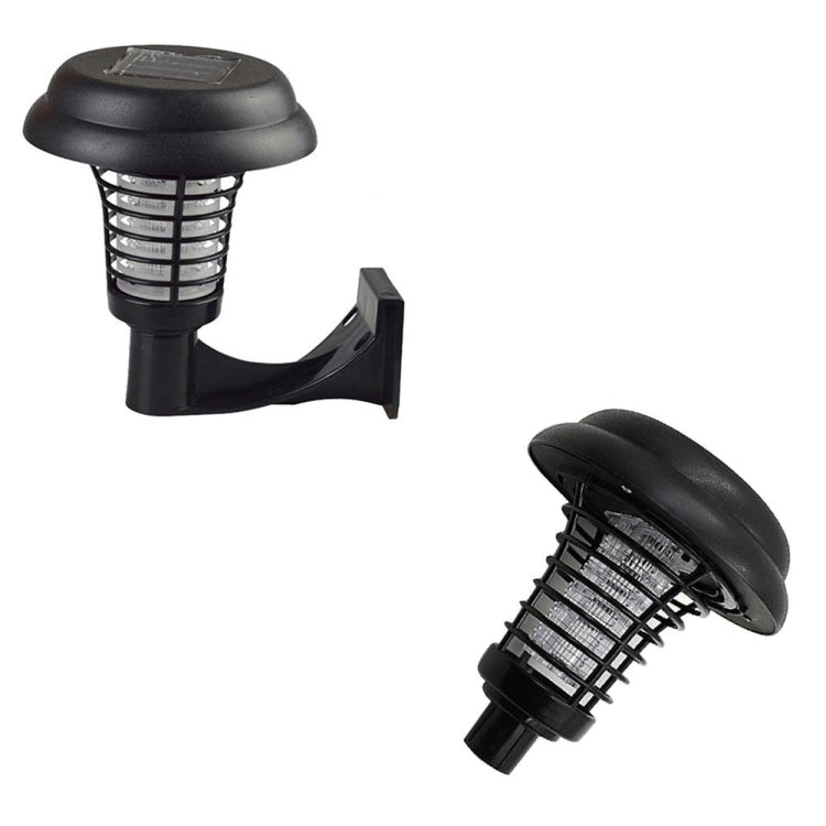 Black mosquito killer lamp with solar top dome and side wall-mount bracket