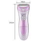 Purple and silver electric epilator, 14.3 cm tall, foil shaving head