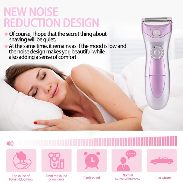 Purple and silver electric epilator with rounded design and foil trimmer head