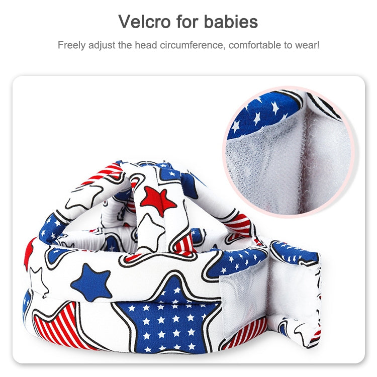 Toddler helmet cap with star pattern and adjustable Velcro head strap