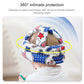 Toddler protective walking helmet cap worn on child’s head, blue star pattern