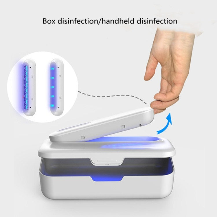 White sterilization box with blue UV light and detachable handheld UV rods