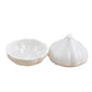 Garlic-shaped vegetable storage containers, white with bowl and bulb lids