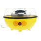 Mini electric cotton candy maker, yellow bowl body with clear top dome and red switch