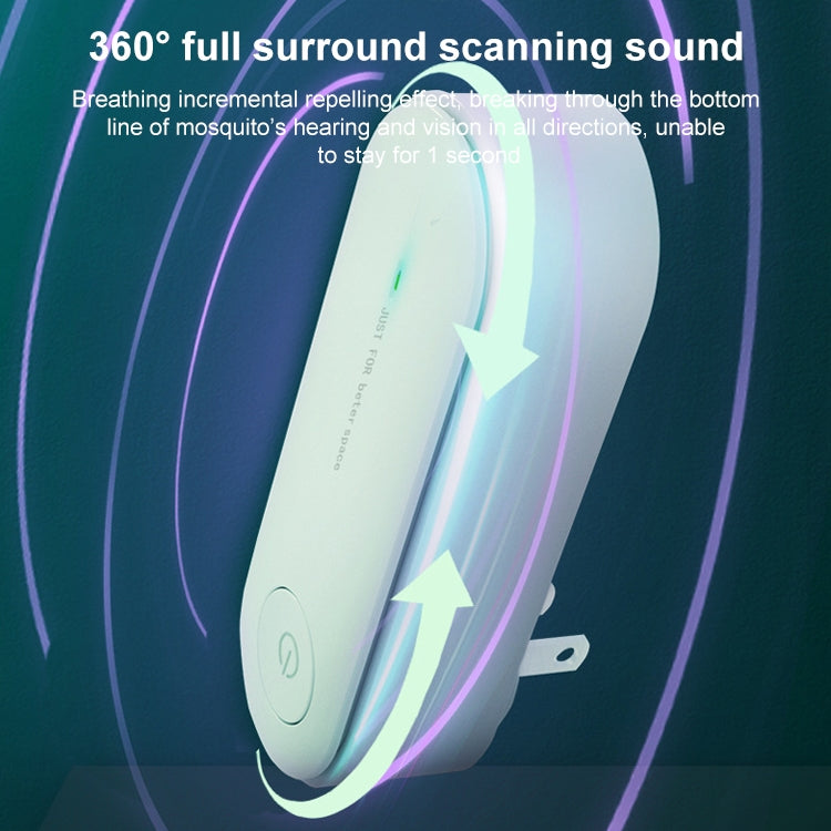 Ultrasonic mosquito repellent device with wave effect indicating ultrasonic coverage