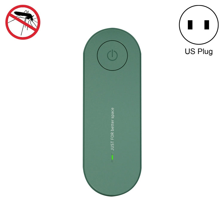 Green ultrasonic mosquito repellent device with power button, US plug