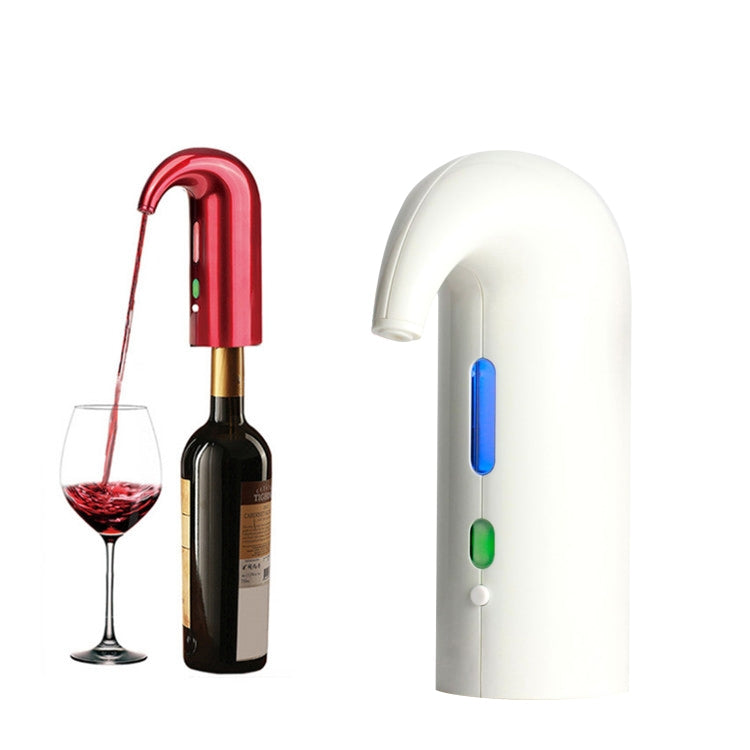 USB rechargeable wine decanter with red top and pump for pouring red wine
