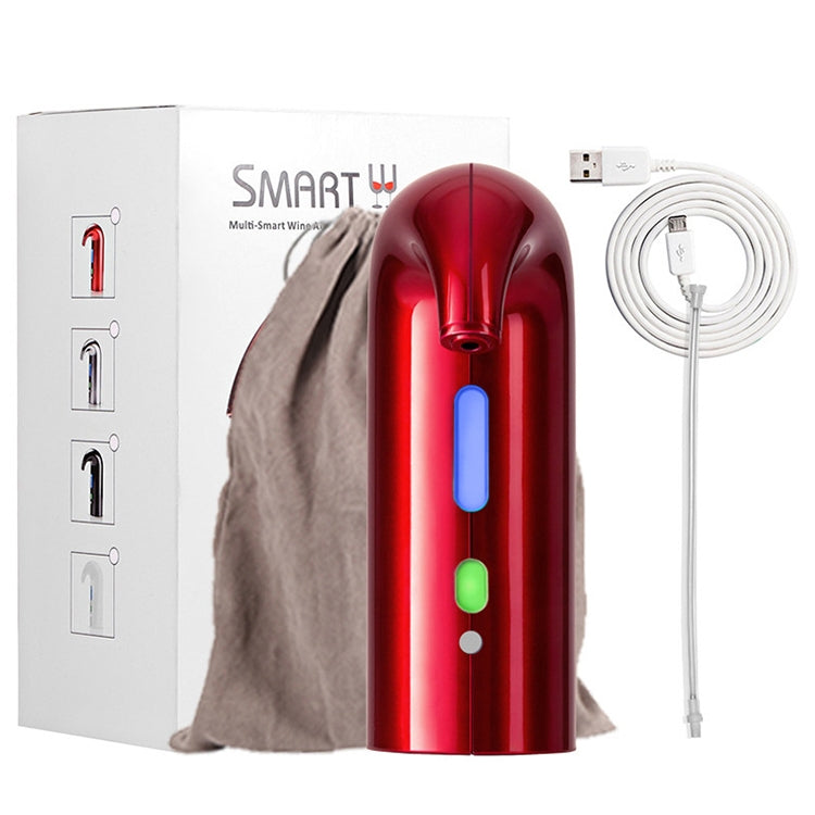 Red wine decanter with indicator lights, USB cable, and smart control box set