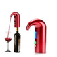 Red wine decanter pump with curved spout and blue/green indicator lights
