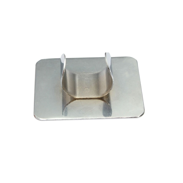Small square stainless steel cosmetic mixing palette with hinged metal clip base